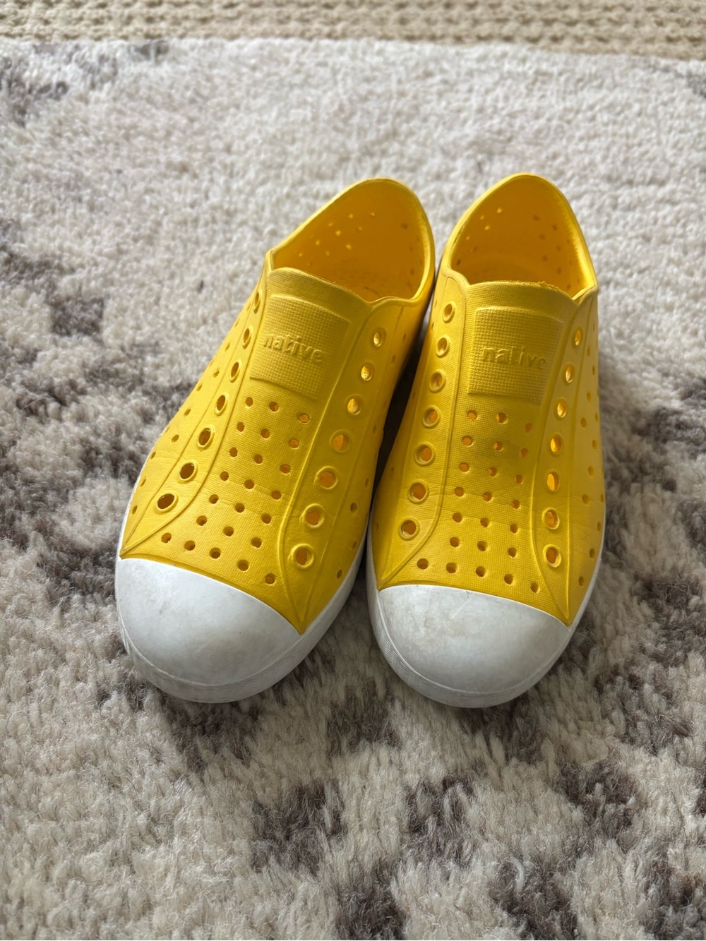 Native Kids Water Shoes Slip-On in Bright Yellow with White Toe
